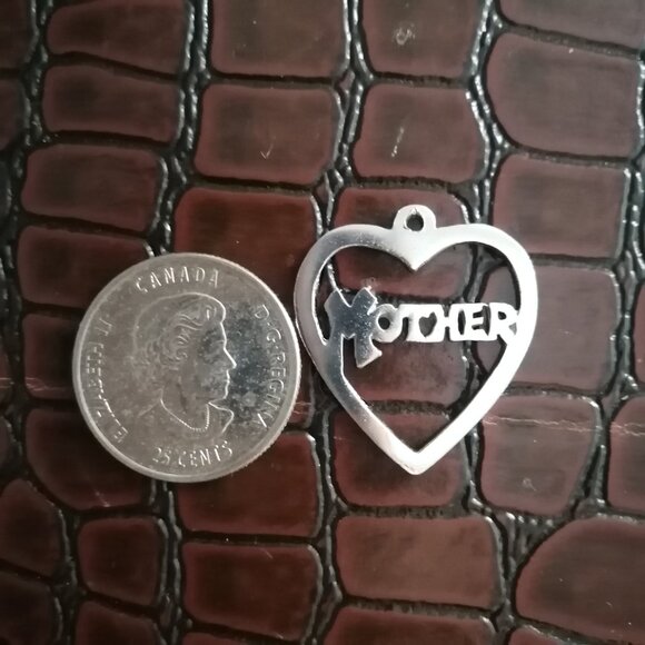 Vintage Sterling Silver Charm/Pendant-- "Mother" in Heart - Picture 2 of 3